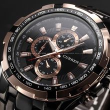 HOT Sell Curren Trendy Luxury Sports  Full Steel  Men Military Wrist Watch  Army Quartz Watches  Folding clasp Relogio Masculino