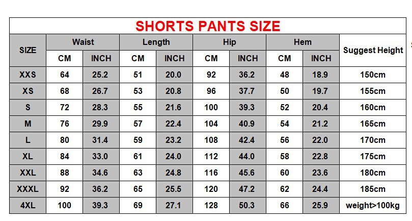 shorts size