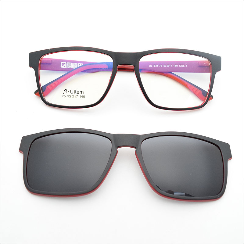 New hot ultem glasses double frame equipped with Magnet Clip set mirror Polarized Sunglasses Functional Glasses jkk75