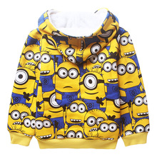 Girls Boys Hoodies And Sweatshirts 2016 Winter Cotton Hooded Minion Children Hoodies Warm Children Outerwear Kids