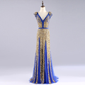 Beaded Long Abendkleider Gold Sequined Evening Dress Gown Woman Party Crystal Evening Dresses Robe De Soiree