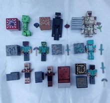 28pcs/9set Minecraft toys PVC action figure Original armor steve creeper sword model lot collectible Christmas Gift for children
