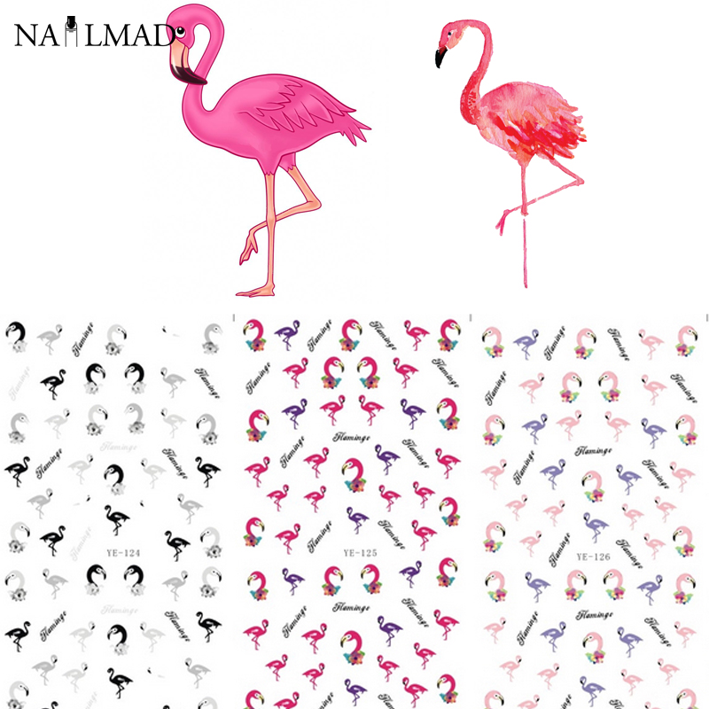 Flamingo Nail Sticker 3 patterns sheet colorful flamingo nail water decals Flamingo Nail Sticker 3 patterns sheet colorful flamingo nail water decals