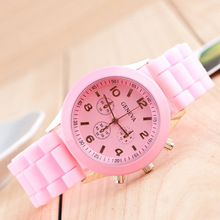 Free Shipping 2015 fashion casual Geneva Silicone quartz watch Ladies Jelly Sport wristwatch Woman dress brand