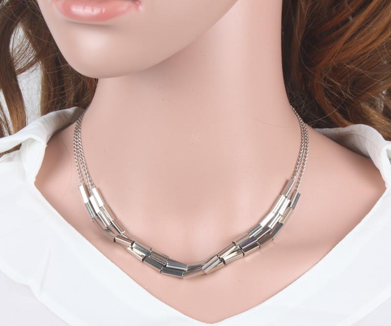 New Fashion Women Jewelry MultiLayerChain Necklace With Plasic Pipe Beads Link Chain Necklace For Girl s