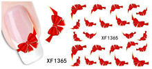 1 Sheet Fancy Red Butterfly Tie Sweets Casual Nail Decals Stickers Water Mark Beauty Decorations Foils