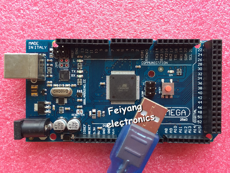 Freeshipping Mega 2560 R3 Mega2560 REV3 ATmega2560-16AU Board + USB Cable compatible for arduino