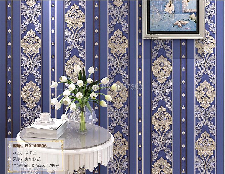 Damask wall paper damask wallpaper vintage non-woven background wall wallpaper whit bedroom wallpaper sofa Anaglyph stereoscopic