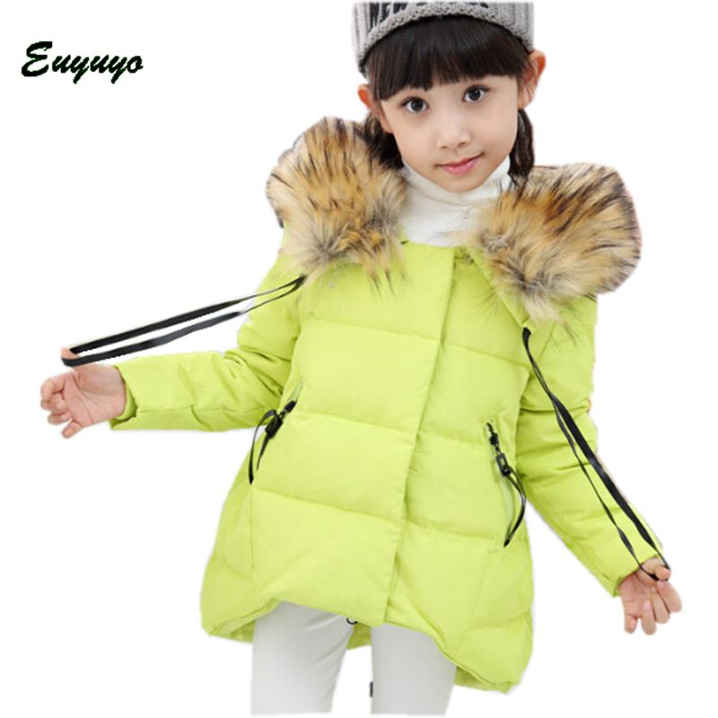 New 2015 Kids Girls Warm jackets Christmas Outerwear Baby Girl Winter Flower Print Coat Children Duck Down Warm Clothes CC2173S