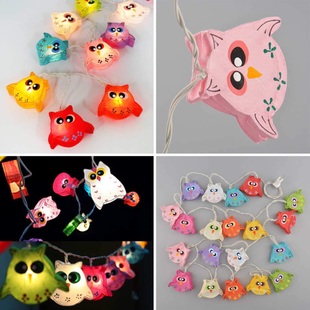 Piece The Owl Handmade Paper Lantern LED String Lamp Fairy Lights Party Fes...