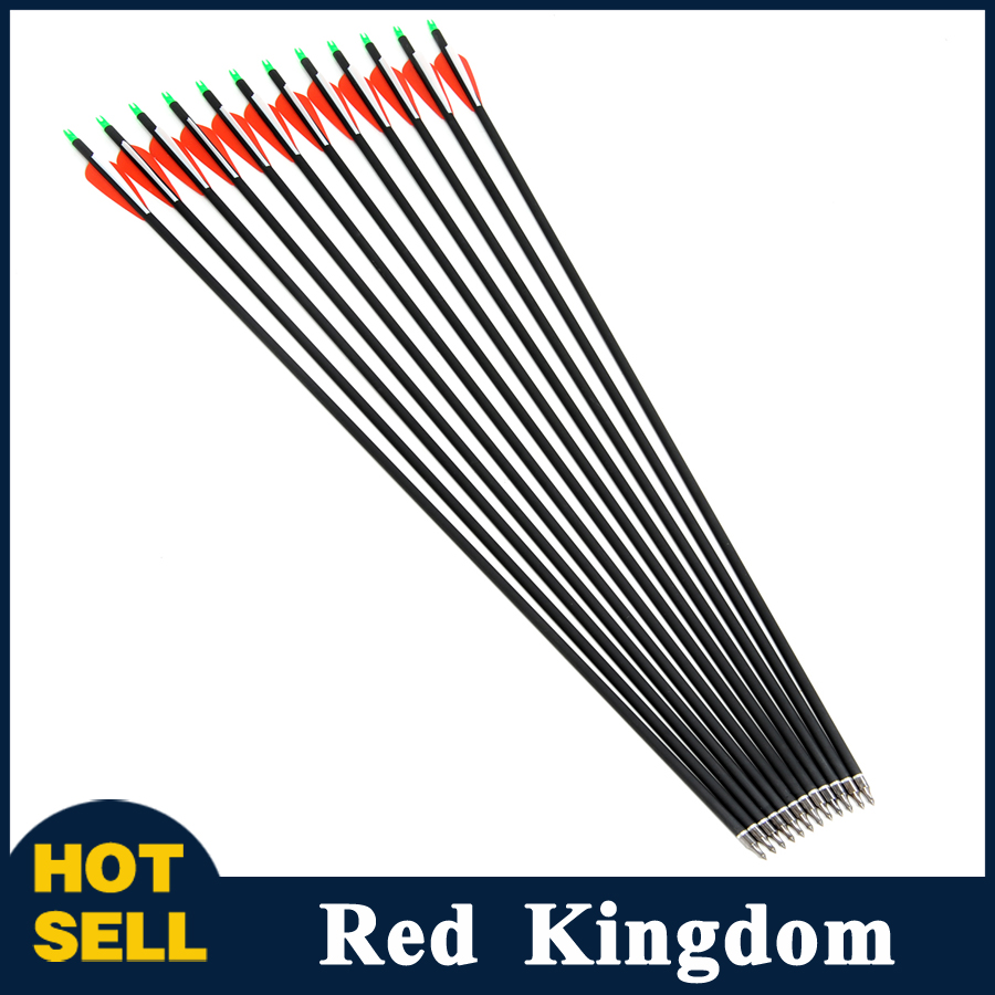 2015 New Carbon Arrow 12pcs 30 Archery Arrows Spine500 Changeable Arrowheads Plastic Feathers for Hunting Compound