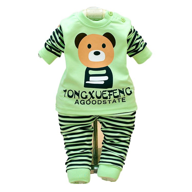 2PCS baby boys girls cotton clothes tops+pants sets outfits set baby clothes spring autumn Clothing for babies suits Bear stripe 3