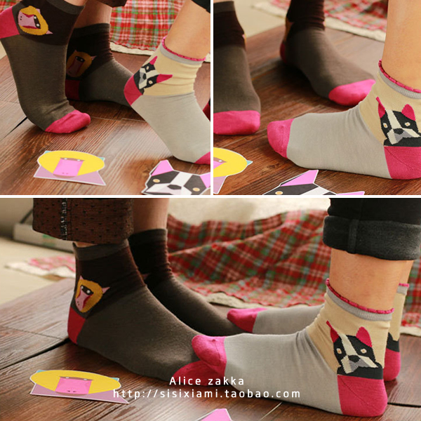 Cloth sock slippers short socks personalized anima...