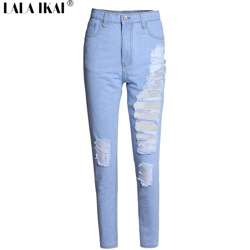 buy Women Summer Straight Jeans Vintage Brand Hole Jeans Worn Out ...