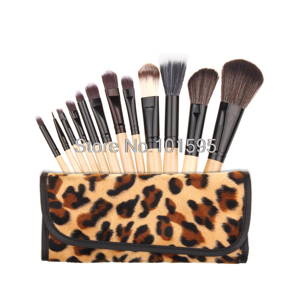 12 Pcs Makeup Brush Brush Cosmetic Foundation Eyeshadow Eyeliner Lip Brush With Leopard Case Free shipping