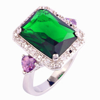 New Design Rings Heart Love Stunning Green Emerald Quartz 925 Silver Ring Size 10 New Fashion Jewelry Gift For WomenWholesale
