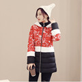 Winter Coat Women 2016 Patchwork Long Parkas Fur hooded Female Thickening Cotton Jacket Outwear Parkas Plus