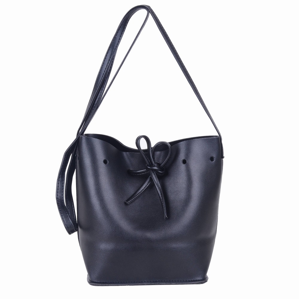 Fashion Women Messenger Bags PU Drawstring Bucket Bags Solid Bucket Bolsas Crossbody One-shoulder Bags Female New #