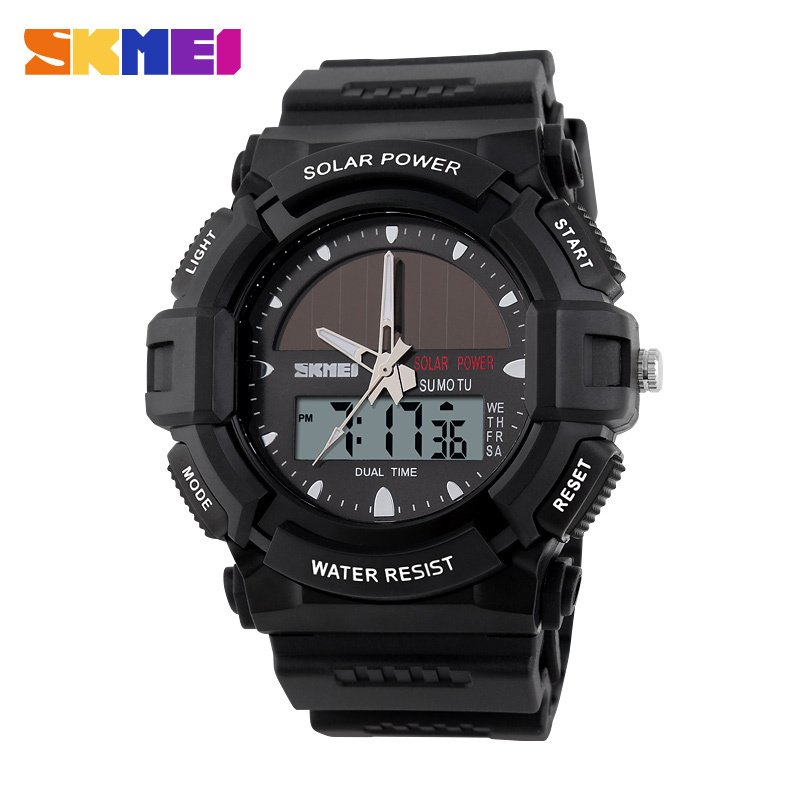 SKMEI Brand Solar Power Outdoor Sports Watches 2 Time Zone Digital Quartz Watch 50m Waterproof LED Dive Men Dress Wristwatches SKMEI Brand Solar Power Outdoor Sports Watches 2 Time Zone Digital Quartz Watch 50m Waterproof LED Dive Men Dress Wristwatches