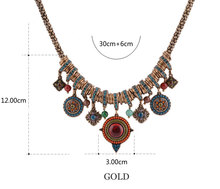 2015 New Vintage Jewelry Choker Necklace For Women Bohemai Style Gold Plated Ethnic Colourful Beads Pendant