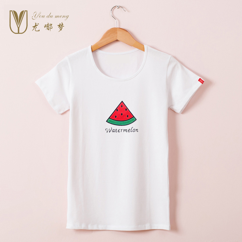 New Fashion Women T Shirt Vogue Watermelon printed Tee Tops For Woman Clothing O Neck Camisa