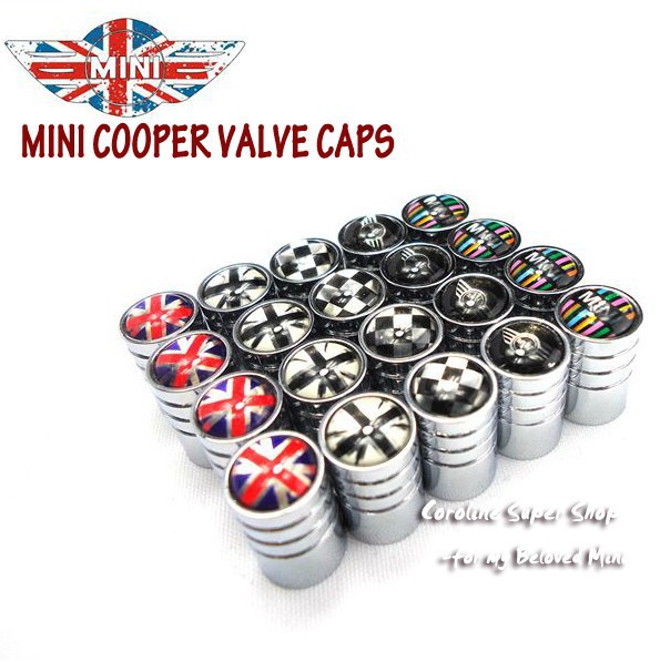 4pcs set MINI cooper Emblem Tire wheel Valve Stem Cap Union Jack Black Jack emblem R56