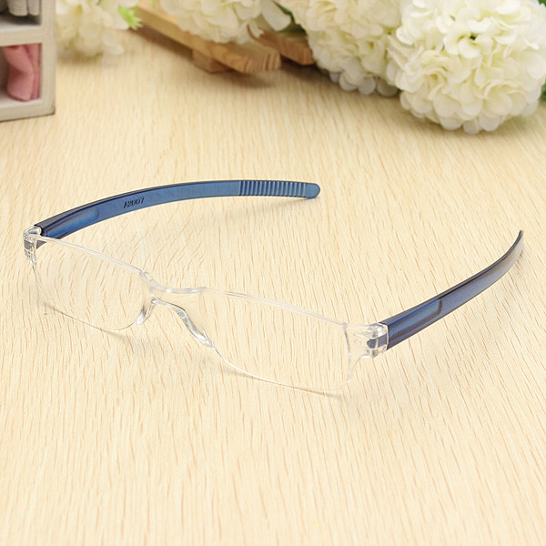 Lightweight Blue Rimless Resin Magnifying Reading Glasses 1 1 5 2 2 5 3 Presbyopic Glasses