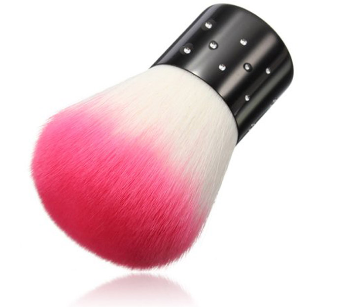 10PCS Professional Retractable Makeup Brush Mineral Powder Brush Foundation Blush Brush Golden Aluminum Handle With Pink