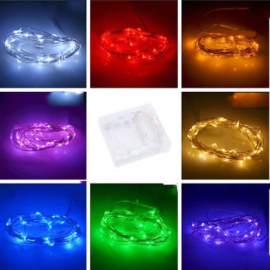 5pcs/lot 6.56ft 2M 20 battery operated silver wire led string lights Led Wedding Holiday ...