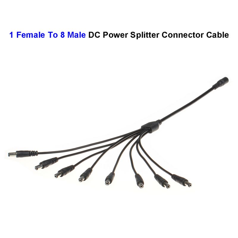1 Female DC Power Connector To 8 Male DC Power Connector Wire Splitter Adapter Cable For CCTV LED Strip Light