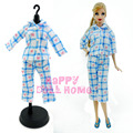 1 Set Long Sleeves Pajamas Sleeping Wear Bedroom Blouse Pants Outfit Night Clothes For Barbie Doll