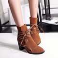 Autumn Winter Martin Boots Cross strap New Fashion High Heels Best British Casual Shoes Women 2016