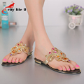 Crystal High Heeled Sandals 2016 Summer New Fashion Shoes Women Diamond Flowers Flip Flops Lady Shoes
