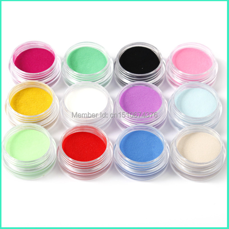 Hot AliExpress 12 Colors Acrylic Powder Manicure Tips Nail Art 3D Decoration Builder Polymer Free Shipping
