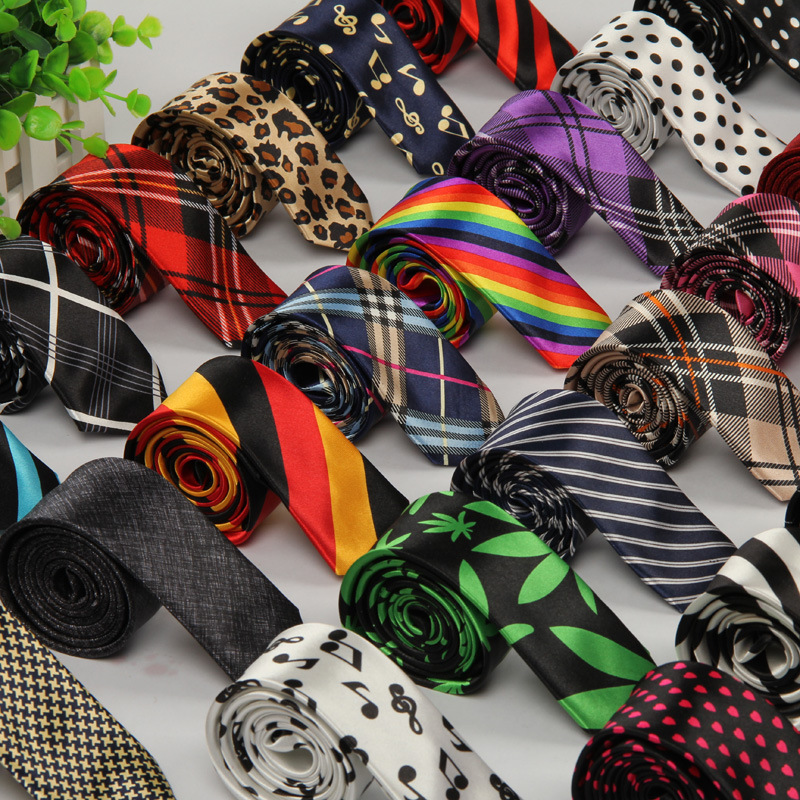 20 patterns Ties for men Korean 5cm Slim Neck ties Polyester Silk Striped Dot Skull printed