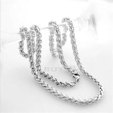NE 3 4 5 6mm Silver Plated Stainless Steel Men Necklaces Jewelry 2014 Casual Trendy Plain