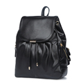 Fashion Casual Women Backpack Preppy Style Solid Color Travel Bag Drawstring Flap Soft Leather Bag Cheap