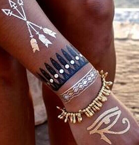 New Fashion Golden Bronzing waterproof tattoo stickers different design nice gift for women man T001