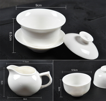 Free shipping Ceramic white 8 pcs set Chinese kung fu tea sets covered gaiwan set handpainted