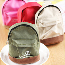 2015 new fashion kids children cute mini school back pack canvas coin pouch change purses wallet