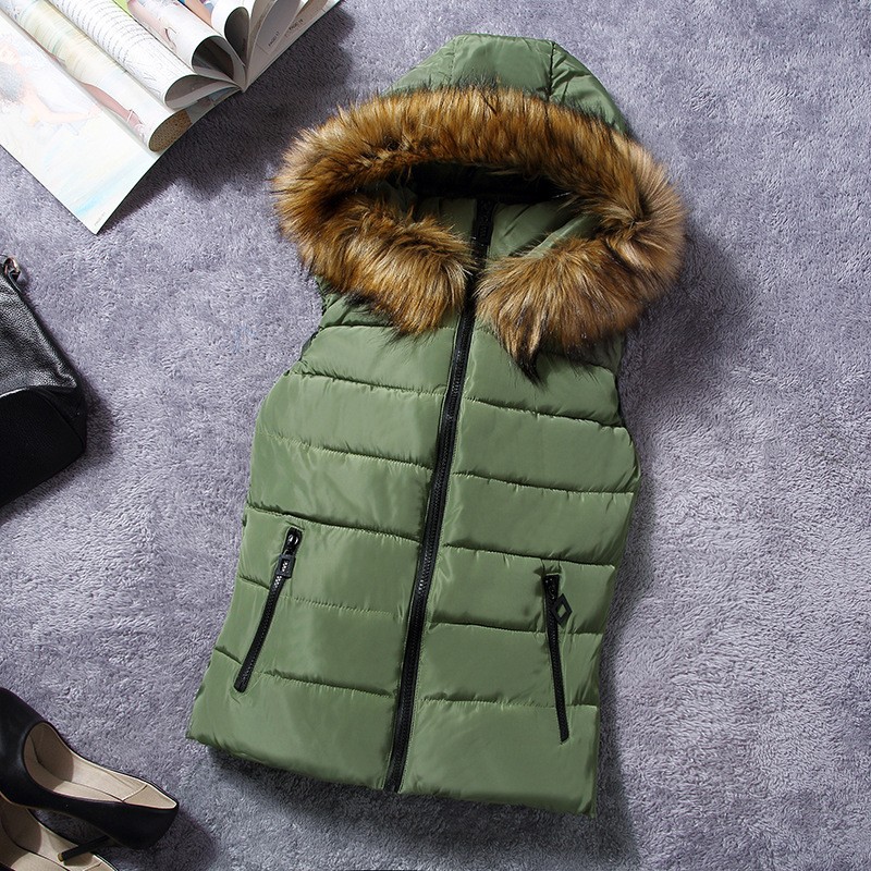 down vest with fur 0W0125 green