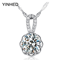 Top Quality Shinny Hearts and Arrows CZ Diamond Pendants Necklace 100 925 Sterling Silver Chain Necklace