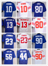 Mens NY Giants Elite Football Jerseys Team Home Away Color Blue White Size M-3XL Best Quality Free shipping