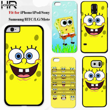 Cute Sponge Bob Printed Mobile phone Cases Cover For iPhone 4s 5s 5c 6 6s 6plus Samsung S2 S3 S4 S5 Mini S6 S6edge Meizu M2 note