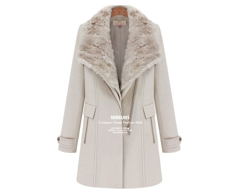 2015 new hot autumn winter big fur turn down collar detachable collars british style slim thicken woolen medium style coat WJL43 (16)