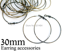 Bulk 500pc/lot antique brass bronze 30mm french circle hooks earring backs hoop earring findings for jewelry making supplies
