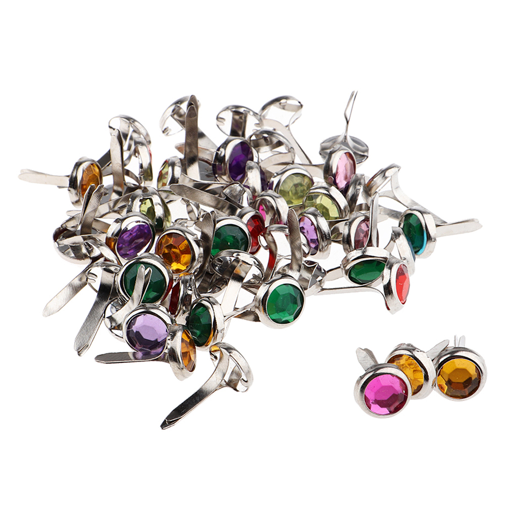 200pcs Flower Shape Mini Brads Round Head Metal Brads Crafts Split Pins Paper Fasteners for Multicolor Scrapbooking Stamping DIY Tool 7.5mm