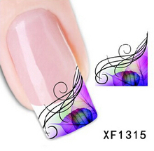 Maple leaf purple leaves Art Nail Sticker Decal Gel Beauty polish makeup party music score Lace leaves specimens F1315