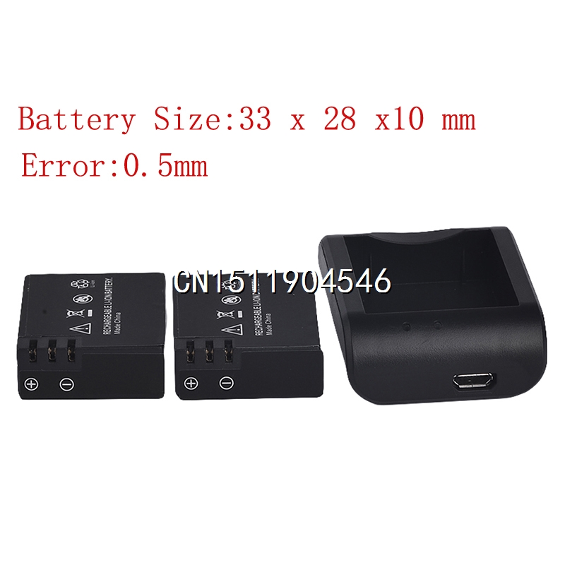 2x900mAh 3 7V Lithium Digital Batteries Battery Bateria Micro usb Charger For SJCAM SJ4000 SJ 4000