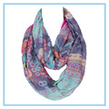 New Design Fashion Hot Sale Wholesale Voile Women Wrap Ring Red Pink Folral Foulard Femme Echarpe